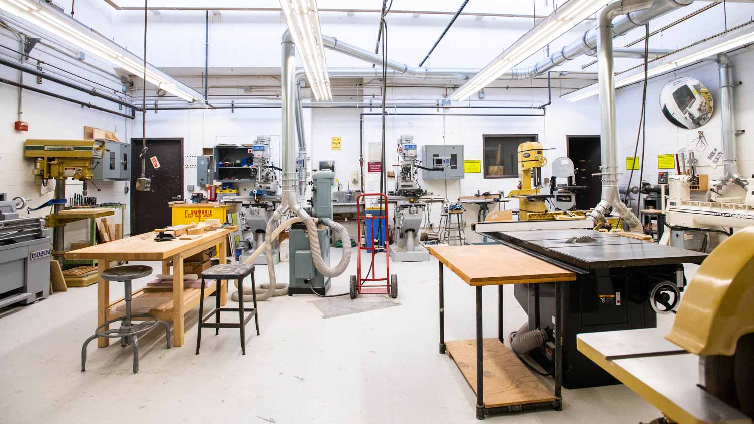 Still shot of equipment in the design shop